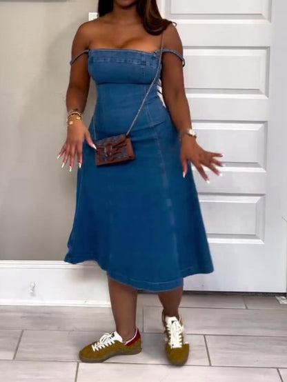 Classic Denim Halter Dress