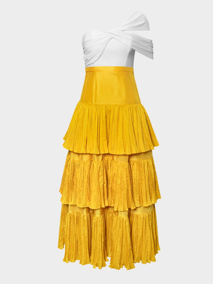 One-Shoulder Tiered Maxi Dress