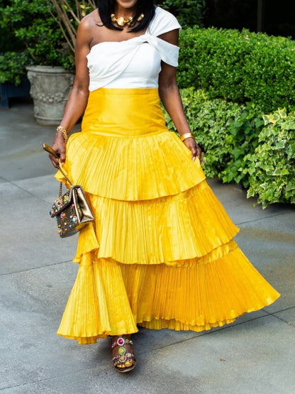 One-Shoulder Tiered Maxi Dress