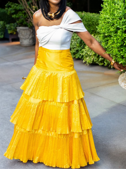 One-Shoulder Tiered Maxi Dress