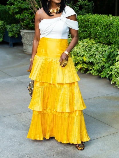 One-Shoulder Tiered Maxi Dress