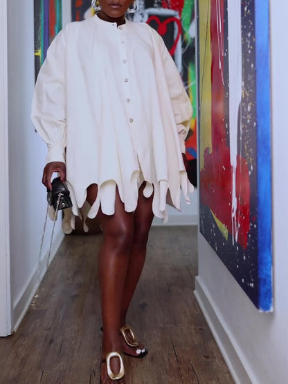 Irregular Hem Shirt Dress