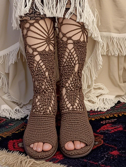 Women's Knitted Hollow Out Flat Shoes