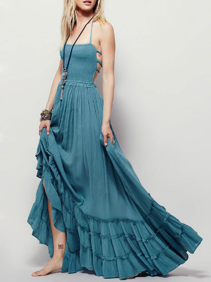 Summer Boho Sexy Backless Maxi Dress