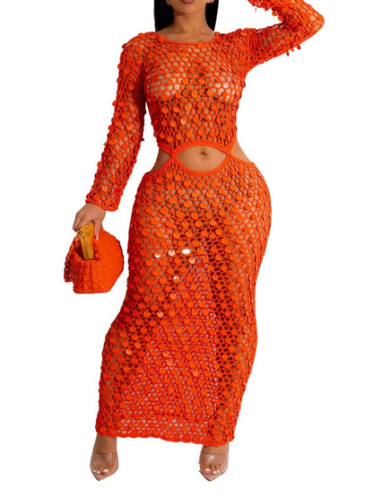 Knitted Hollow Sequin Beach Dress