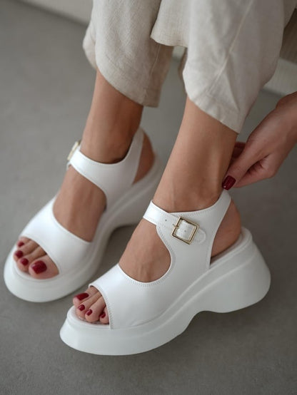 Chunky Heel Side Buckle Summer Sandals