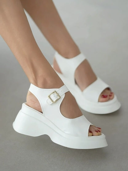 Chunky Heel Side Buckle Summer Sandals