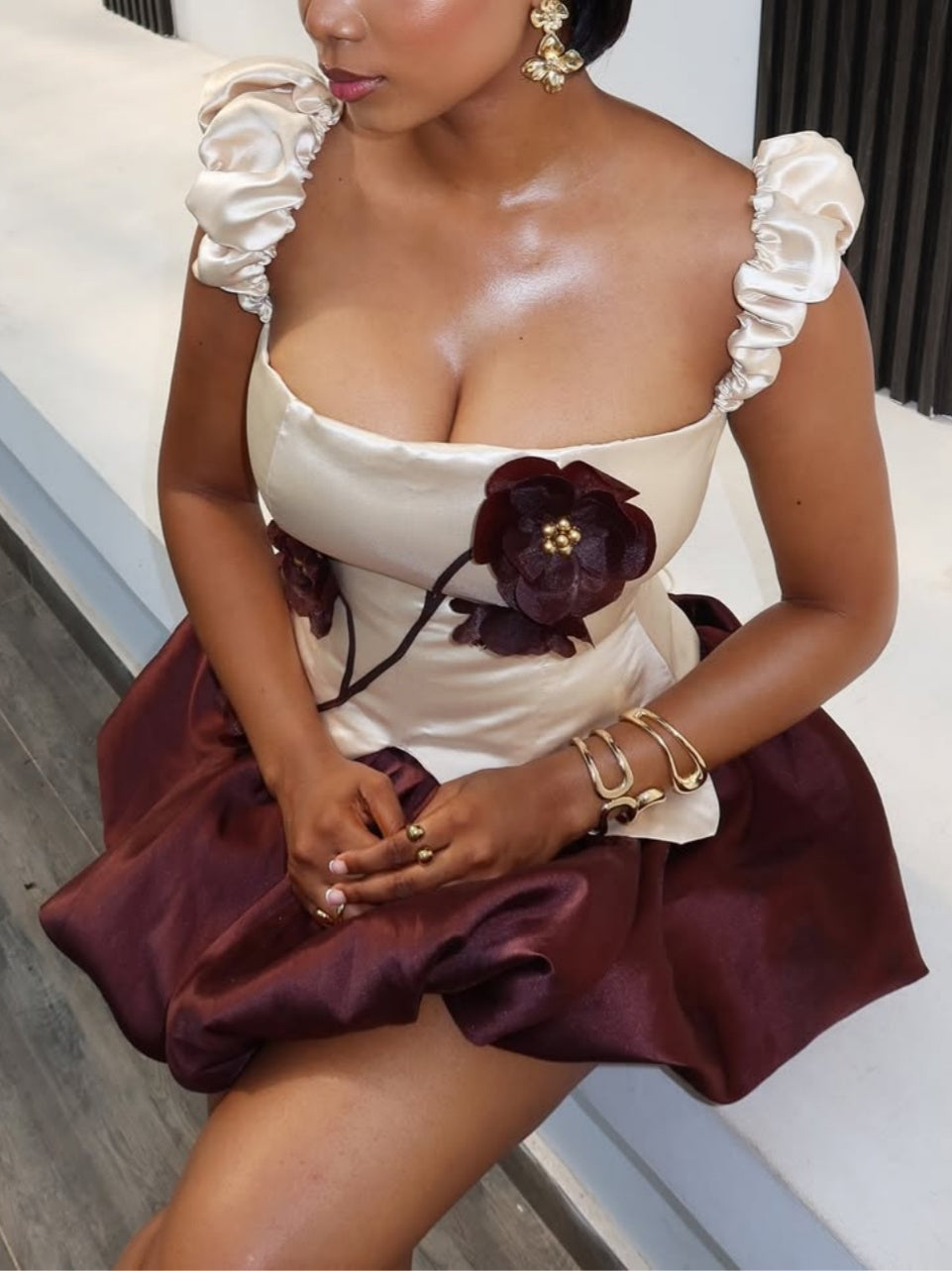 Sleeveless Square Neck Bubble Short Dress