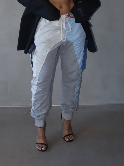 Large Pocket Drawstring Lace-Up Cargo Pants