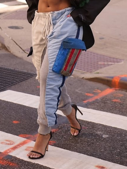 Large Pocket Drawstring Lace-Up Cargo Pants