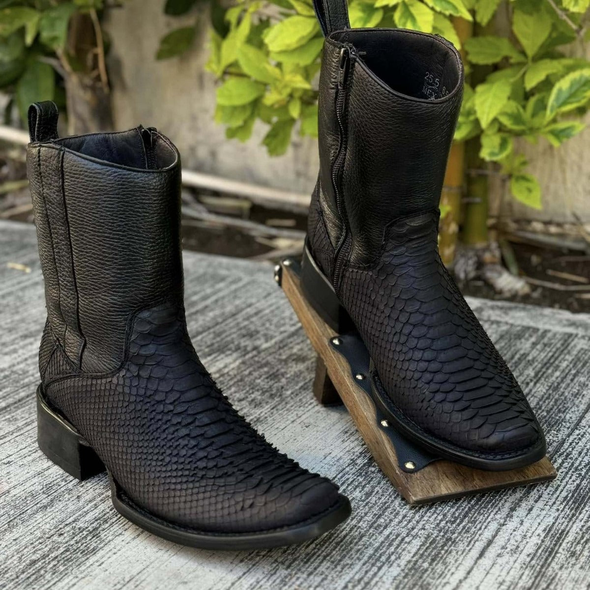 Men's Crocodile Square Toe Snake Print Western Cowboy Boots