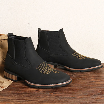 Men's Embroidered Chelsea Boots Martin Boots