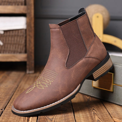 Men's Embroidered Chelsea Boots Martin Boots