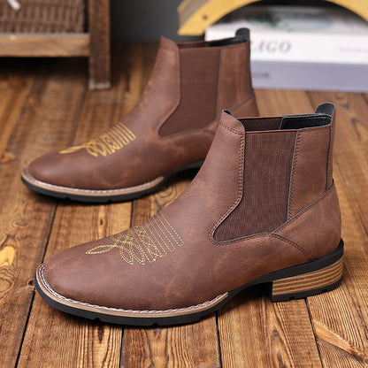 Men's Embroidered Chelsea Boots Martin Boots