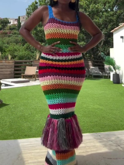 Colorful Knitted Maxi Dress