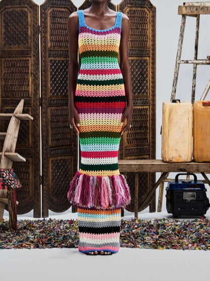 Colorful Knitted Maxi Dress