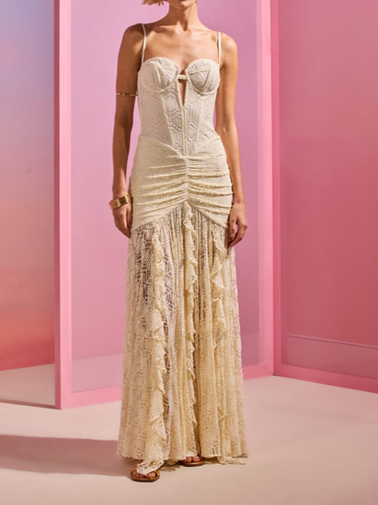 Lace Fringe Maxi Dress