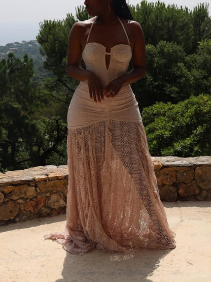 Lace Fringe Maxi Dress