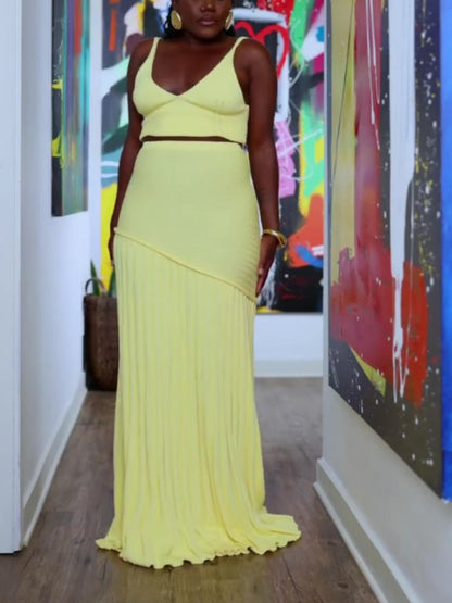 Elegant  Yellow Skirt Set