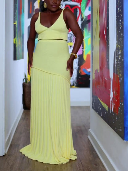 Elegant  Yellow Skirt Set