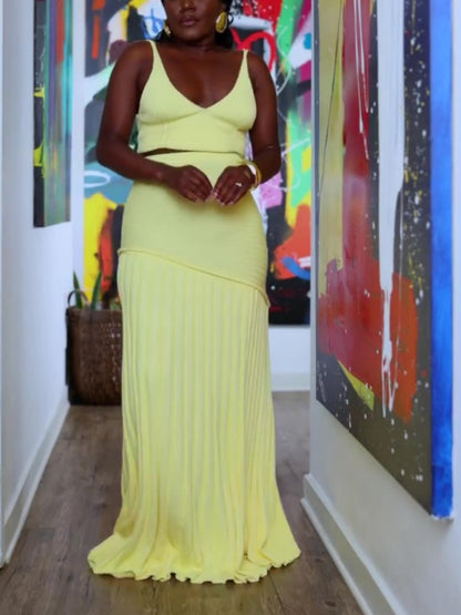 Elegant  Yellow Skirt Set