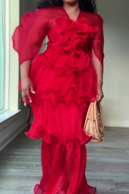 Flower Pleated Dress