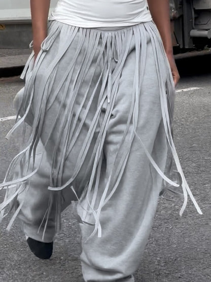 Fringed Wrap Jogging Pants