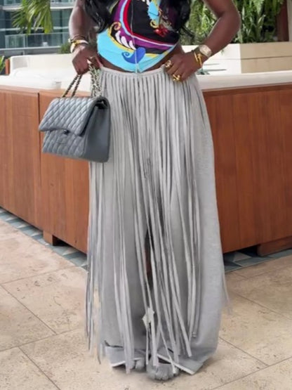 Fringed Wrap Jogging Pants