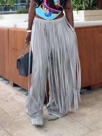 Fringed Wrap Jogging Pants