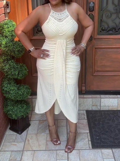 Summer Sleeveless Halter Neck Irregular Dress