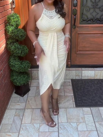 Summer Sleeveless Halter Neck Irregular Dress