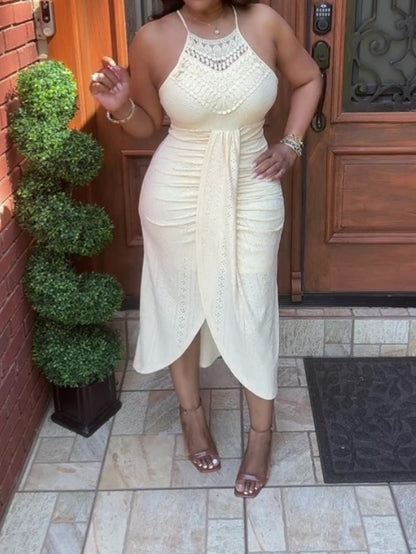 Summer Sleeveless Halter Neck Irregular Dress