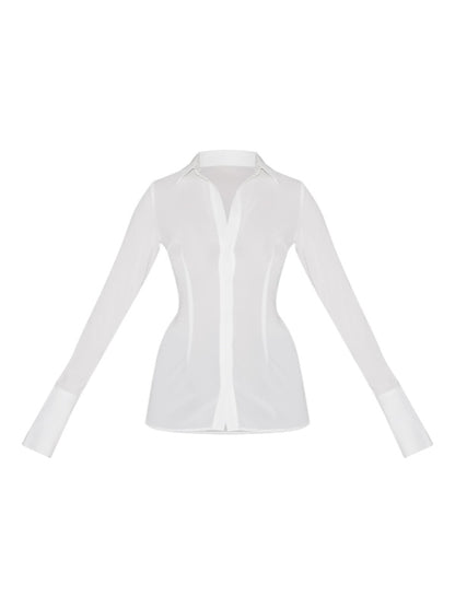 White Chiffon Fitted Shirt