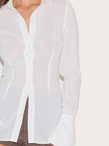 White Chiffon Fitted Shirt