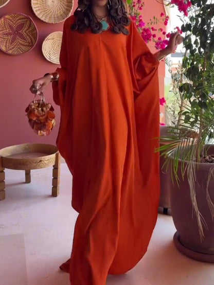 V-neck Side Slit Loose Dress