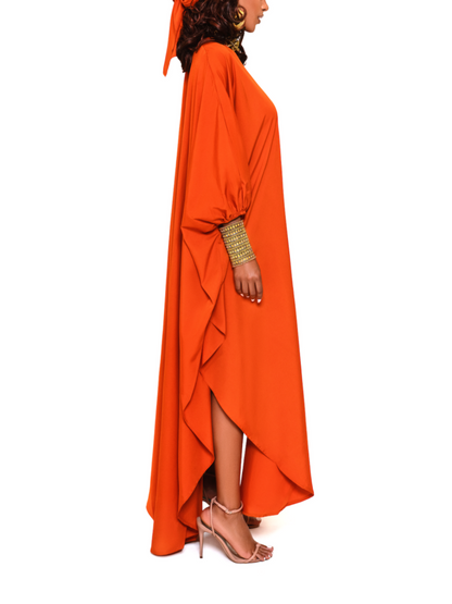 V-neck Side Slit Loose Dress