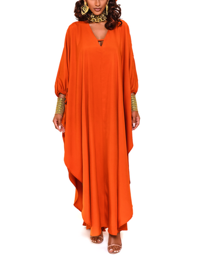 V-neck Side Slit Loose Dress