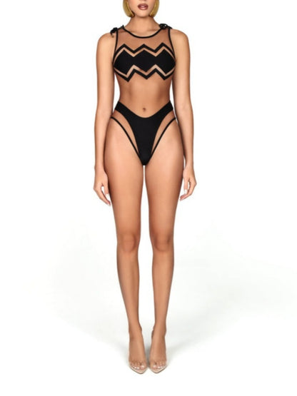 Fashion Mesh One-piece Swimsuit