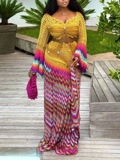 Beaded Crochet Two Pieces Dress