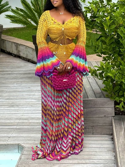 Beaded Crochet Two Pieces Dress