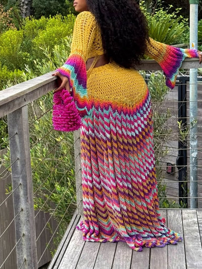 Beaded Crochet Two Pieces Dress