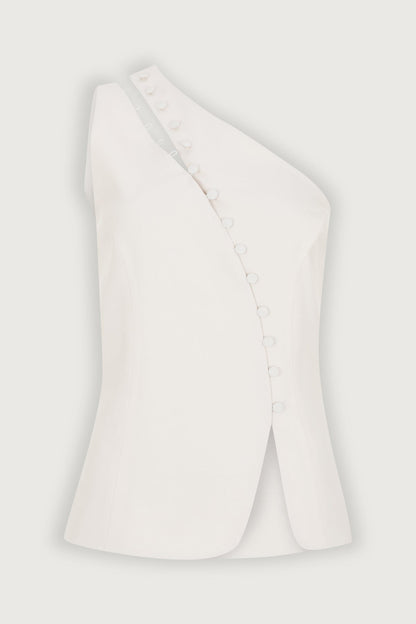 One Shoulder Button Top