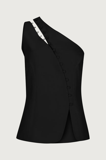 One Shoulder Button Top