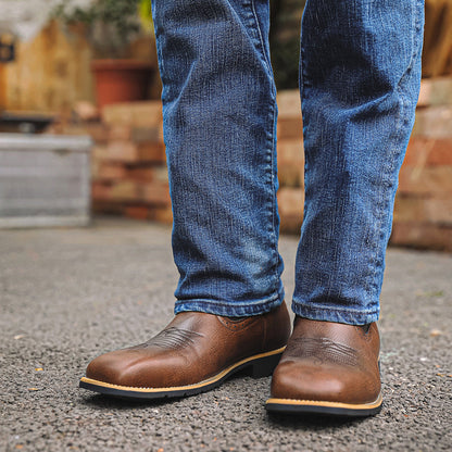 Vintage Embroidered Wide Toe Western Cowboy Boots