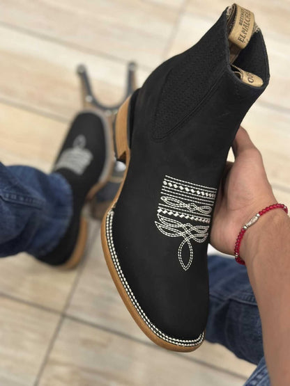 Men's Embroidered Western Ankle Boots