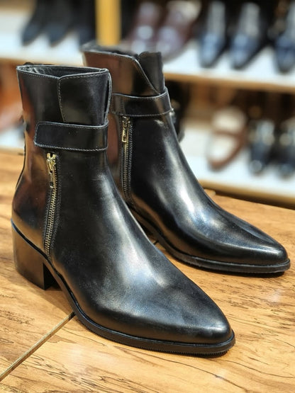 Men's Double Zip European Leather Boots