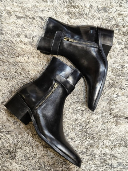 Men's Double Zip European Leather Boots