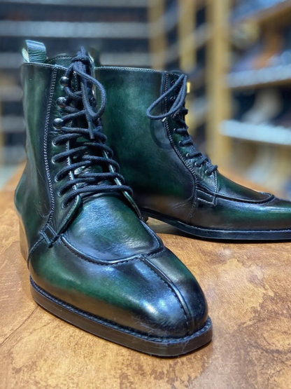 Men's Lace-up Pointed Leather Boots