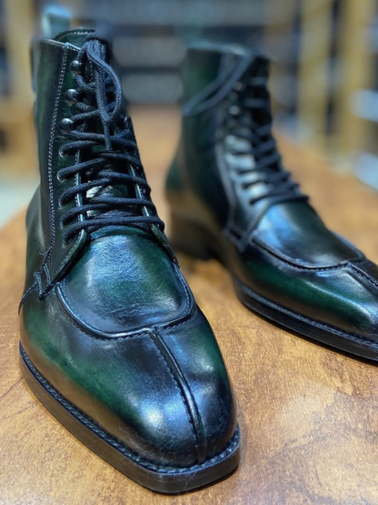 Men's Lace-up Pointed Leather Boots