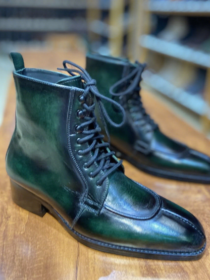 Men's Lace-up Pointed Leather Boots